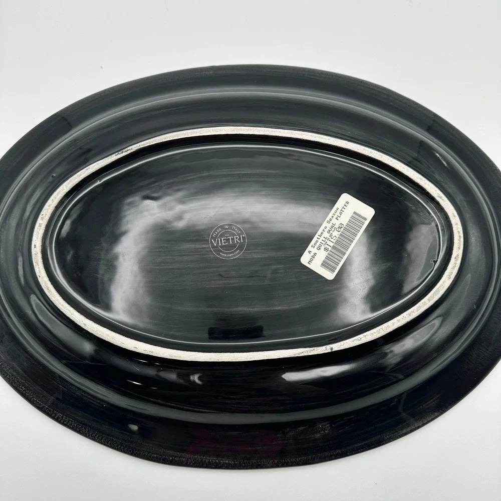Vietri Moda Quill Oval Platter Large Brown White Made in Italy Pottery‎ Serving